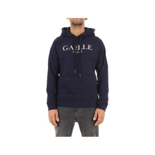 Felpa Uomo logo argento con cappuccio e tasca a marsupio Blu GAELLE PARIS- Francavilla Moda