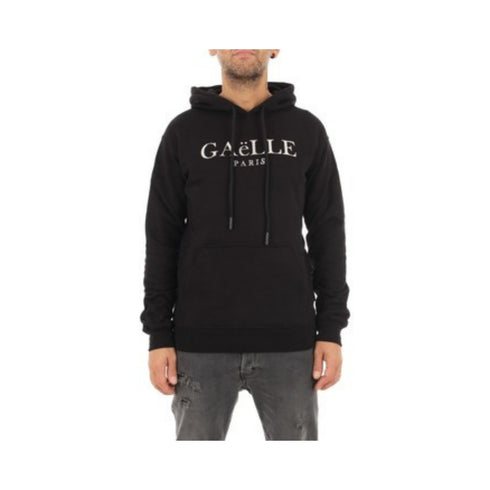 Felpa Uomo logo argento con cappuccio e tasca a marsupio Nero GAELLE PARIS- Francavilla Moda