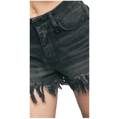 Shorts Donna jeans sfrangiati Nero GAELLE- Francavilla Moda