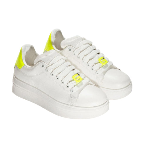 Sneakers Donna bianco e giallo fluo Bianco Gaelle- Francavilla Moda
