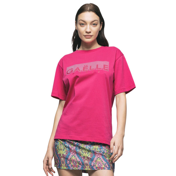 T-shirt Donna con logo a borchie Fucsia GAELLE- Francavilla Moda