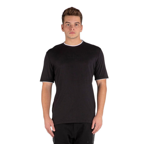 T-shirt Uomo in tinta unita con logo sul davanti tono su tono Nero GAELLE- Francavilla Moda