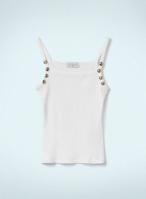 Gaelle Top Top Donna con bottoni oro Bianco - Francavilla Moda
