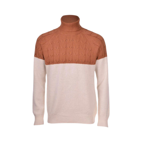 Dolcevita Uomo bicolore in lana Panna cammello Gran Sasso- Francavilla Moda