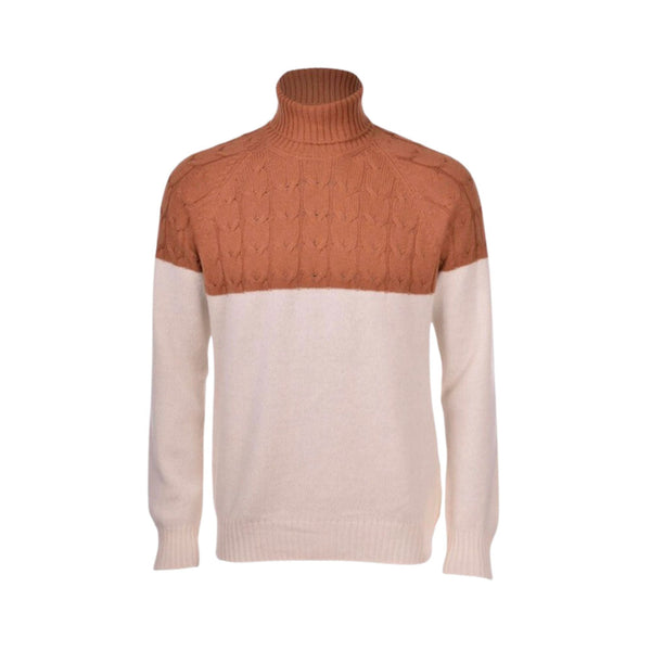 Dolcevita Uomo bicolore in lana Panna cammello Gran Sasso- Francavilla Moda