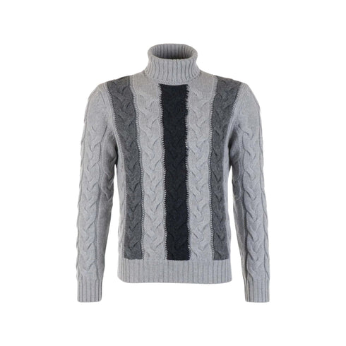Pullover Dolcevita Uomo trecce multicolore Grigio nero Gran Sasso- Francavilla Moda