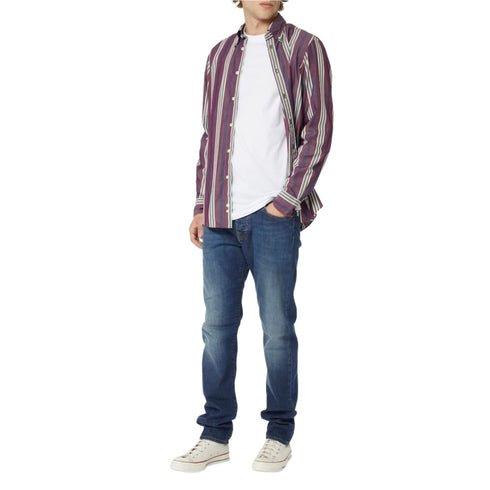 Camicia Uomo a righe in cotone Bordeaux verde HARMONT & BLAINE- Francavilla Moda