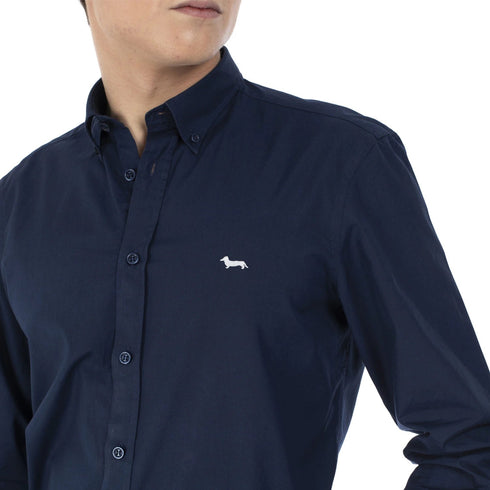 Camicia uomo in cotone a tinta unita Blu HARMONT & BLAINE- Francavilla Moda