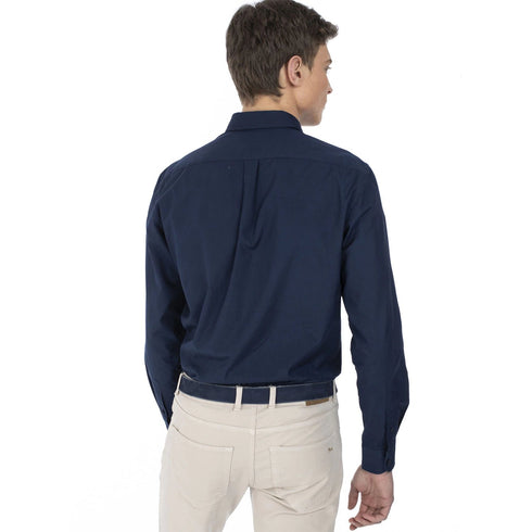 Camicia uomo in cotone a tinta unita Blu HARMONT & BLAINE- Francavilla Moda