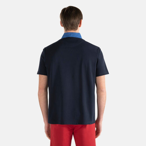 Polo Uomo con taschino in contrasto Blu Harmont & Blaine- Francavilla Moda