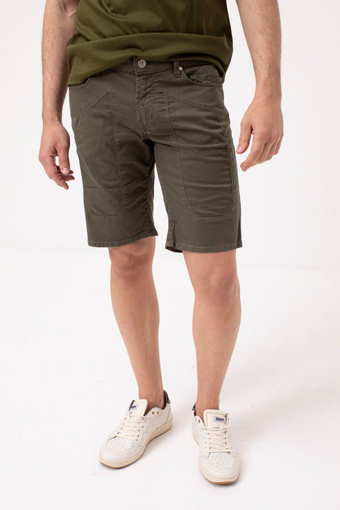 Bermuda Uomo Slim-Fit Tinta Unita Militare Jeckerson- Francavilla Moda