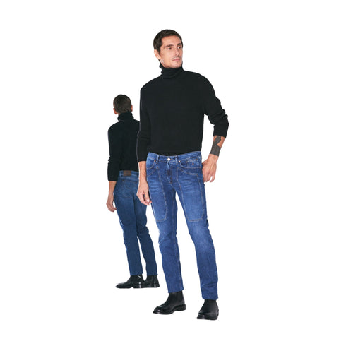 Jeckerson Jeans Jeans Uomo John con toppa in tono slim fit Denim medio A23-JECKERSONPA077JOHNDENI005-D005-29 - Francavilla Moda
