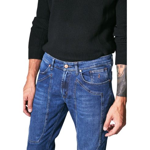Jeckerson Jeans Jeans Uomo John con toppa in tono slim fit Denim medio A23-JECKERSONPA077JOHNDENI005-D005-29 - Francavilla Moda
