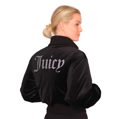 Juicy Couture Bomber Bomber Donna Rydell Diamante in velluto Nero - Francavilla Moda