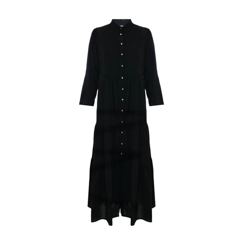 KOCCA Abito midi Abito Donna in cotone con balze Nero - Francavilla Moda