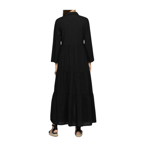 KOCCA Abito midi Abito Donna in cotone con balze Nero - Francavilla Moda