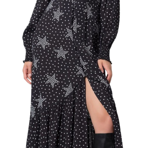 Abito Donna Onoria con stelle all-over Nero panna KOCCA- Francavilla Moda
