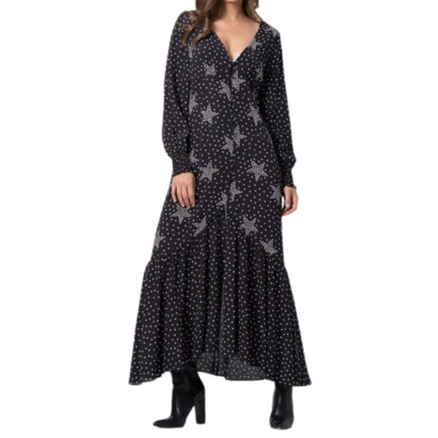 Abito Donna Onoria con stelle all-over Nero panna KOCCA- Francavilla Moda