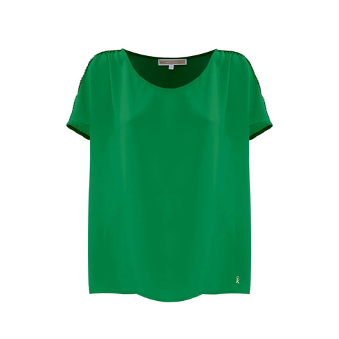KOCCA Blusa Blusa Donna a girocollo con ricamo Smeraldo - Francavilla Moda