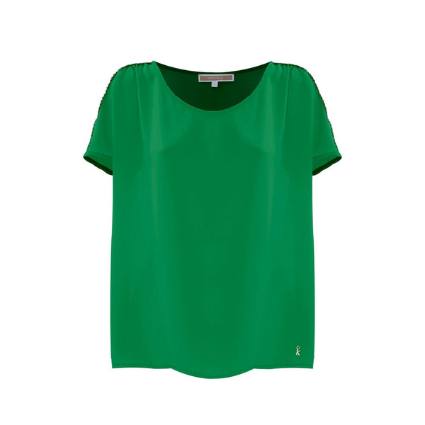 KOCCA Blusa Blusa Donna a girocollo con ricamo Smeraldo - Francavilla Moda