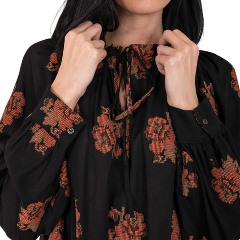 Blusa Donna con motivo a fiori Nero KOCCA- Francavilla Moda