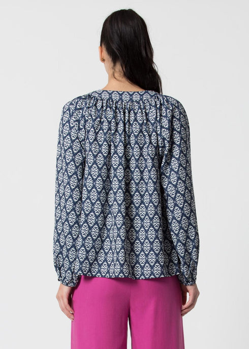 Blusa Donna con motivo jacquard Blu KOCCA- Francavilla Moda