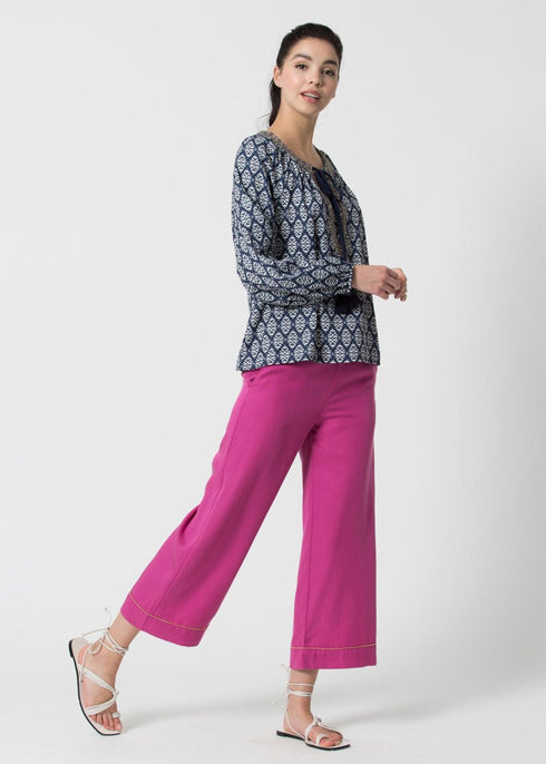 Blusa Donna con motivo jacquard Blu KOCCA- Francavilla Moda