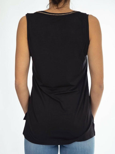 Canotta Donna CUESTA con dettaglio girocollo Nero KOCCA- Francavilla Moda