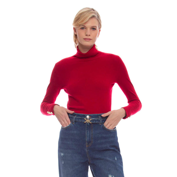 Dolcevita Donna con bottoni sui polsini Rubino Kocca- Francavilla Moda