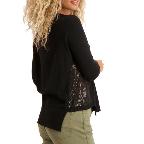 Maglia Donna girocollo con paillettes laterali Nero KOCCA- Francavilla Moda