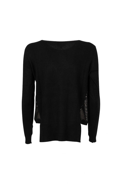 Maglia Donna girocollo con paillettes laterali Nero KOCCA- Francavilla Moda