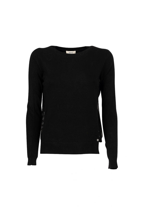 Maglia Donna girocollo con paillettes laterali Nero KOCCA- Francavilla Moda