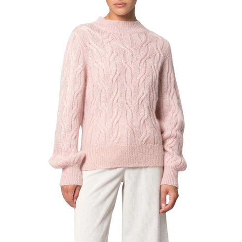 Maglia Donna mezzo collo con trecce Rosa KOCCA- Francavilla Moda