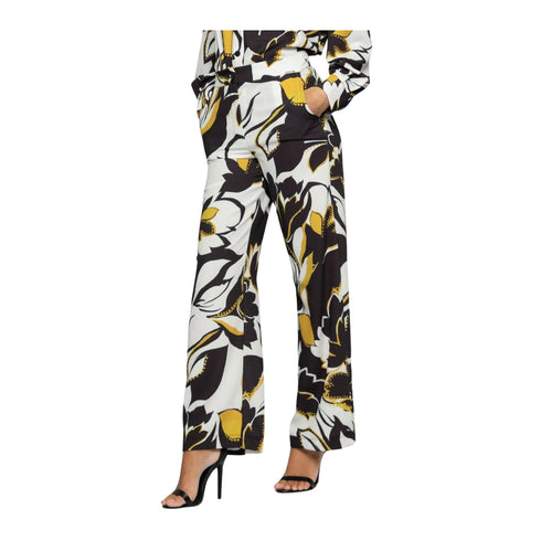 KOCCA Pantaloni Pantalone Donna a palazzo fantasia Panna nero - Francavilla Moda