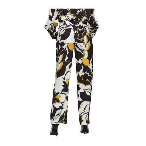KOCCA Pantaloni Pantalone Donna a palazzo fantasia Panna nero - Francavilla Moda