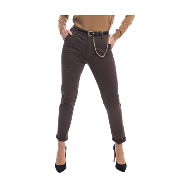 Kocca Pantalone Pantalone Donna modello chino con cintura Cioccolato A23-KOCCABAERAY-30372-26 - Francavilla Moda