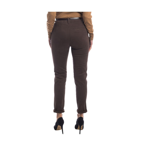 Kocca Pantalone Pantalone Donna modello chino con cintura Cioccolato A23-KOCCABAERAY-30372-26 - Francavilla Moda