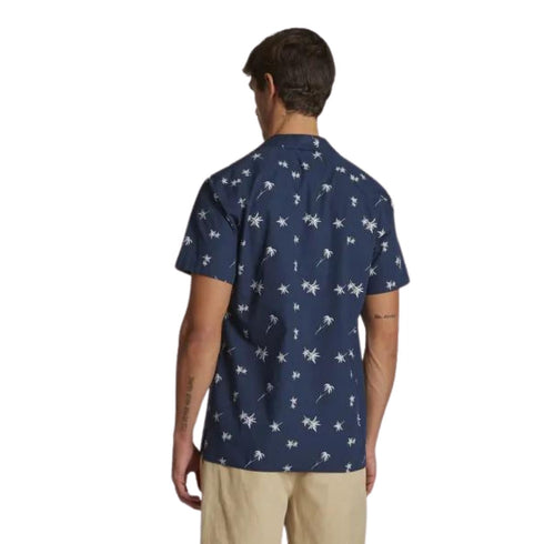 Camicia Uomo fantasie a palme e logo ricamato Blu LA MARTINA- Francavilla Moda