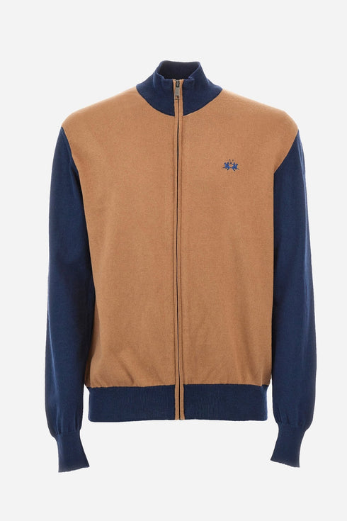 La Martina Cardigan Cardigan Uomo a zip bicolore Beige blu A23-LA MARTINAWMS027YW091-B4199-M - Francavilla Moda