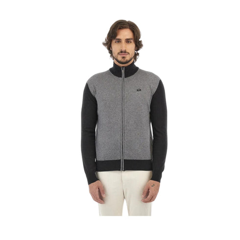 La Martina Cardigan Cardigan Uomo a zip bicolore Grigio nero - Francavilla Moda