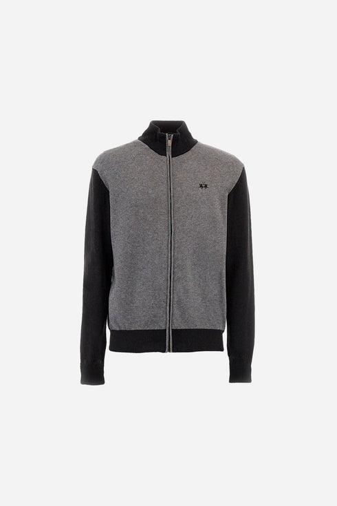 La Martina Cardigan Cardigan Uomo a zip bicolore Grigio nero - Francavilla Moda
