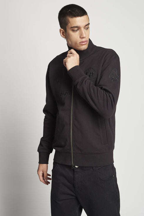 Felpa Uomo SMF305FP529 in Morbido Cotone con logo in rilievo Nero LA MARTINA- Francavilla Moda