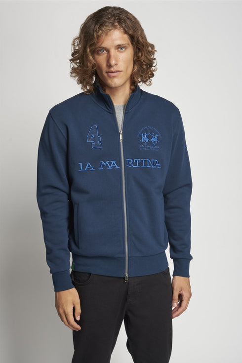 Felpa Uomo SMF305FP529 in Morbido Cotone con logo in rilievo Blu LA MARTINA- Francavilla Moda