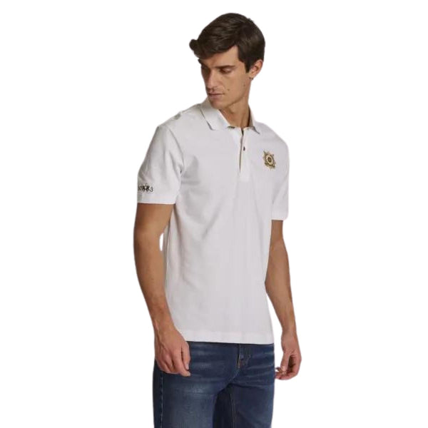 Polo Uomo in tinta unita con logo ricamato sul petto Bianco LA MARTINA- Francavilla Moda