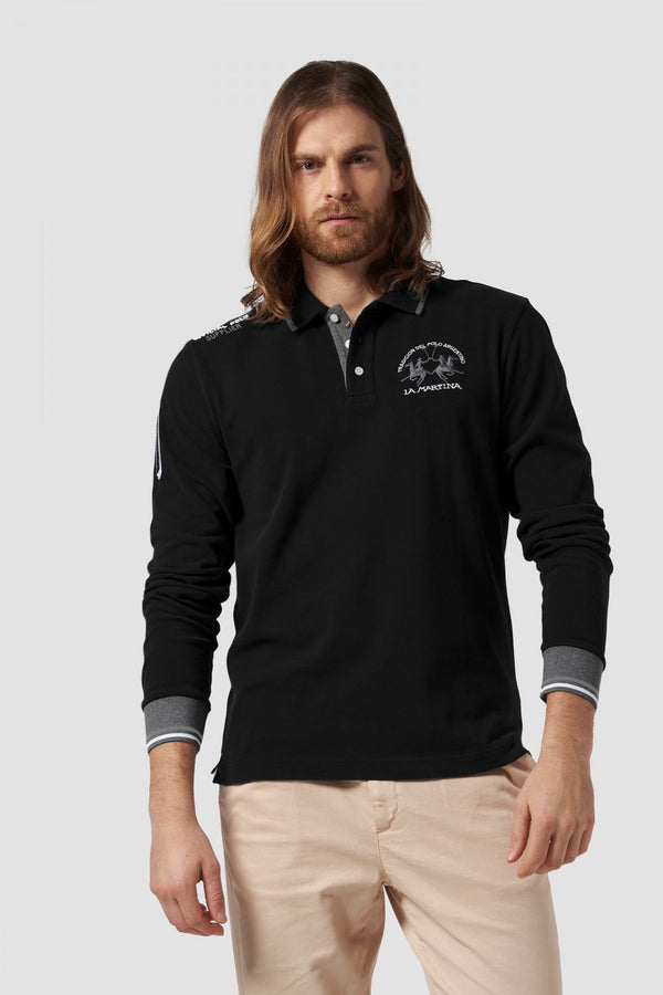 Polo Uomo SMP300JS005 Pistagna Rigata Nero LA MARTINA- Francavilla Moda