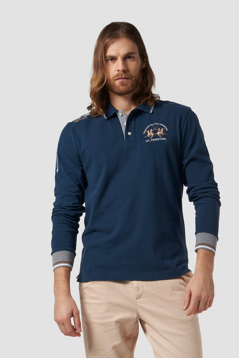 Polo Uomo SMP300JS005 Pistagna Rigata Nero LA MARTINA- Francavilla Moda