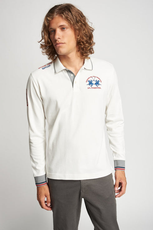 Polo Uomo SMP300JS005 Pistagna Rigata Bianco LA MARTINA- Francavilla Moda