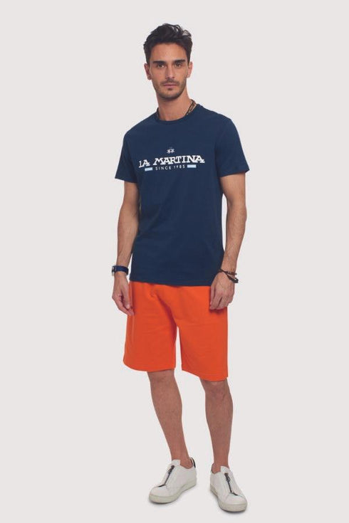 T-shirt Uomo con logo grande a contrasto Rosso LA MARTINA- Francavilla Moda