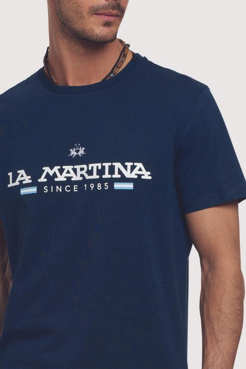 T-shirt Uomo con logo grande a contrasto Rosso LA MARTINA- Francavilla Moda