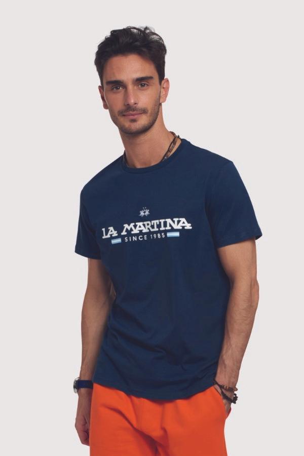 T-shirt Uomo con logo grande a contrasto Blu LA MARTINA- Francavilla Moda